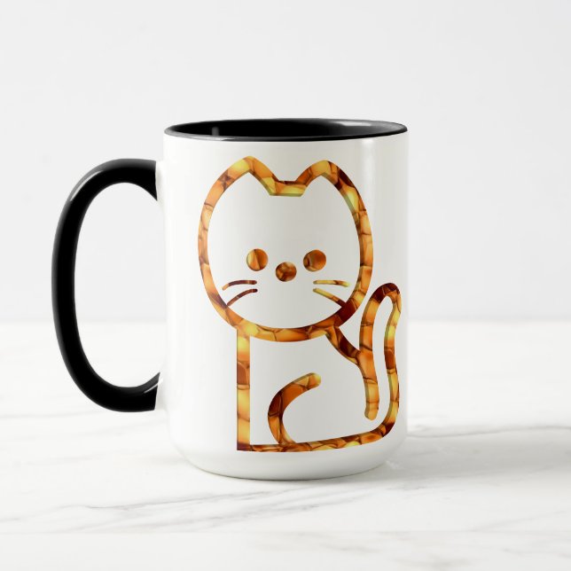 Gul bikakemönstrad katt t-shirt  mugg (Vänster)