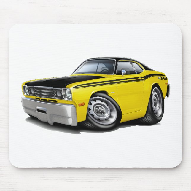 Gul bil 1970-74 för dammtrasa 340 musmatta (Framsidan)