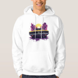 Gul bil med Street Art Stadssiluett Design Hoodie