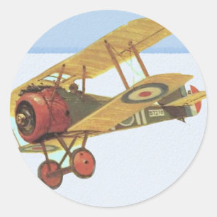 Gul Biplane Runt Klistermärke