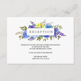 Gul Blå  Blomma BRÖLLOPS  Mottagningskort Inhägnad Tilläggskort