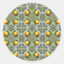 Gul Blå Capri Citron Medelhavet Kakel Bröllop