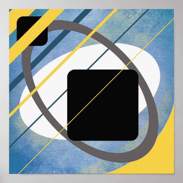 Gul Blå Geometrisk Canvasdesign AP0011 Affisch (Framsidan)
