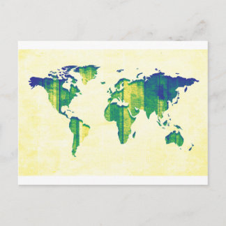 Gul Blå Grön Randig Karta Vykort
