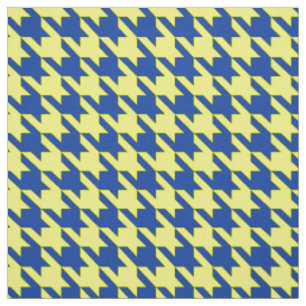 Gul Blå Houndstooth Plaid Rutig Tyg