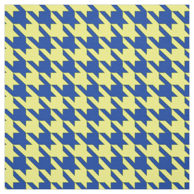 Gul Blå Houndstooth Plaid Rutig Tyg (Provkarta)