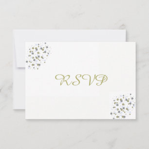 Gul blå konfettipunkter RSVP OSA Kort