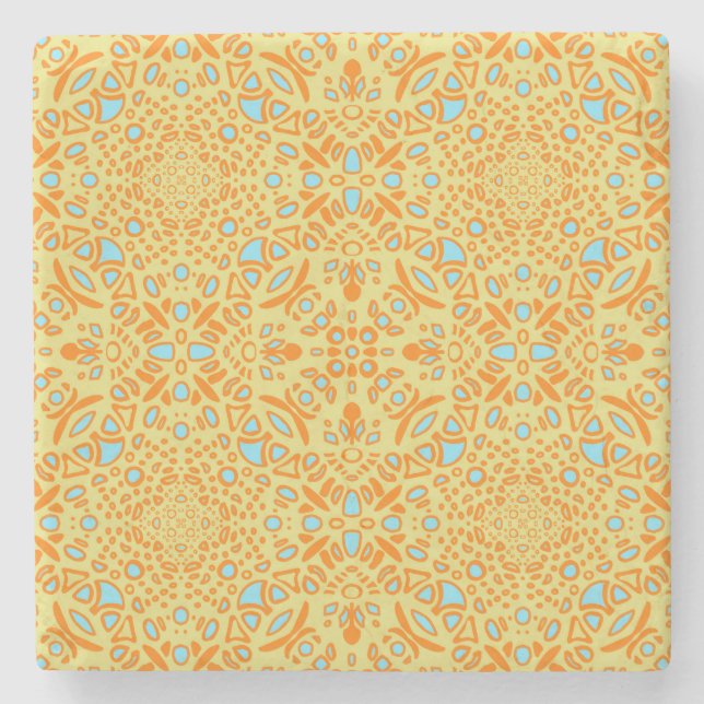 Gul Blå och Orange Rolig Geometrisk Unik Stenunderlägg (Framsidan)