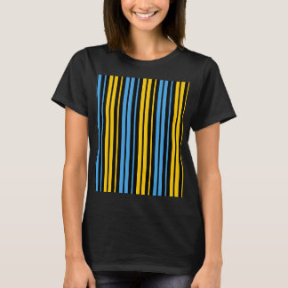 Gul blå och svart vertikalt randigt mönster t shirt