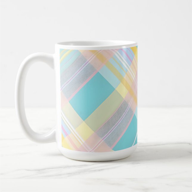 GUL BLÅ ROSA LILA PÅSK RANDIGT MÖNSTER KAFFEMUGG (Vänster)
