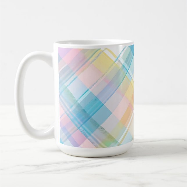 GUL BLÅ ROSA LILA PÅSK RANDIGT MÖNSTER KAFFEMUGG (Vänster)