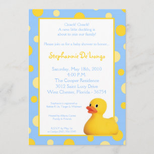 gul blå Rubber Ducky inbjudan för baby shower 5x7