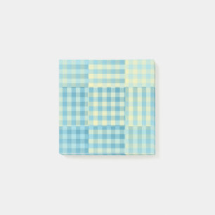 Gul Blå Rutig Lapptekniksmönster Post-it Block