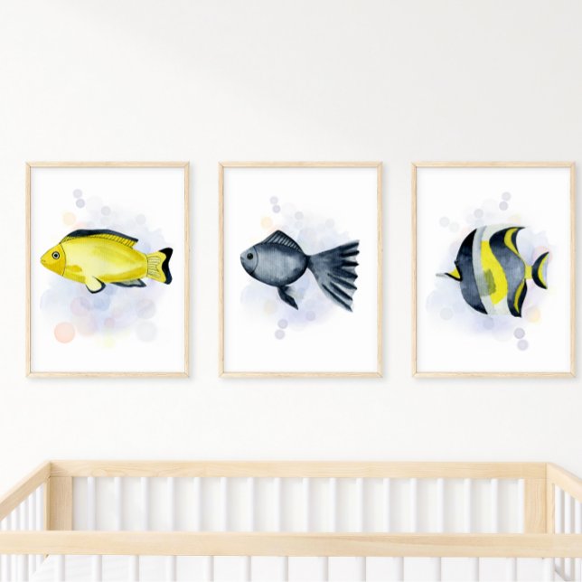 Gul Blå Tropisk Fisk Hav Tema Poster (Skapare uppladdad)