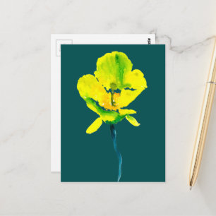 Gul blomma abstrakt akvarell vykort