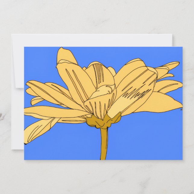 Gul blomma, blå och gul inbjudningar (Framsida)