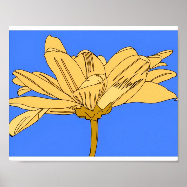Gul blomma, blå och gul poster (Framsidan)