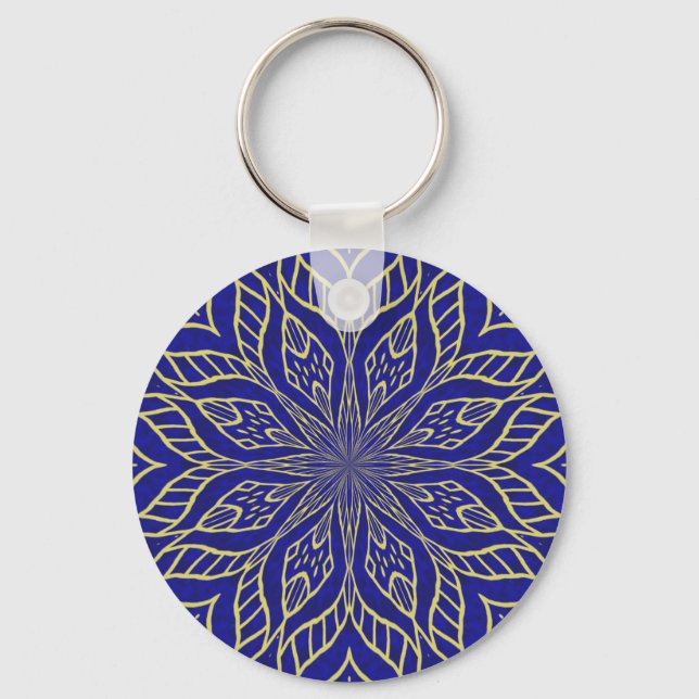 Gul Blomma Mandala Nyckelring (Framsida)