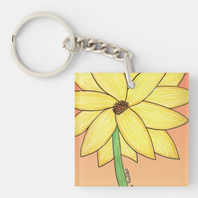 Gul blomma med orange bakgrund (Framsidan)