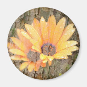 Gul Blomma Rund Magnet – Naturfotografi