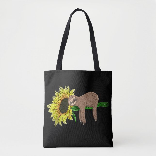 Gul Blomma Solros Sömnig Djurfantast Vilda Djur Tygkasse (Framsida)