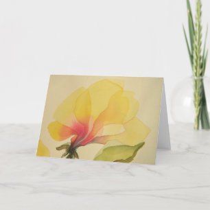Gul blomma, vattenfärg, Notecard Kort