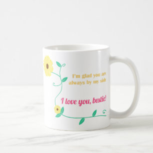 Gul blommabästa vänmugg kaffemugg