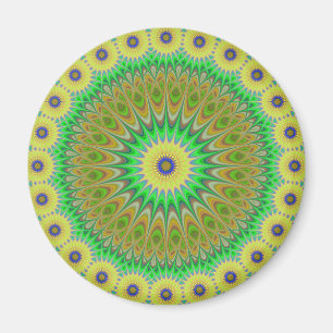 Gul blommamandala magnet