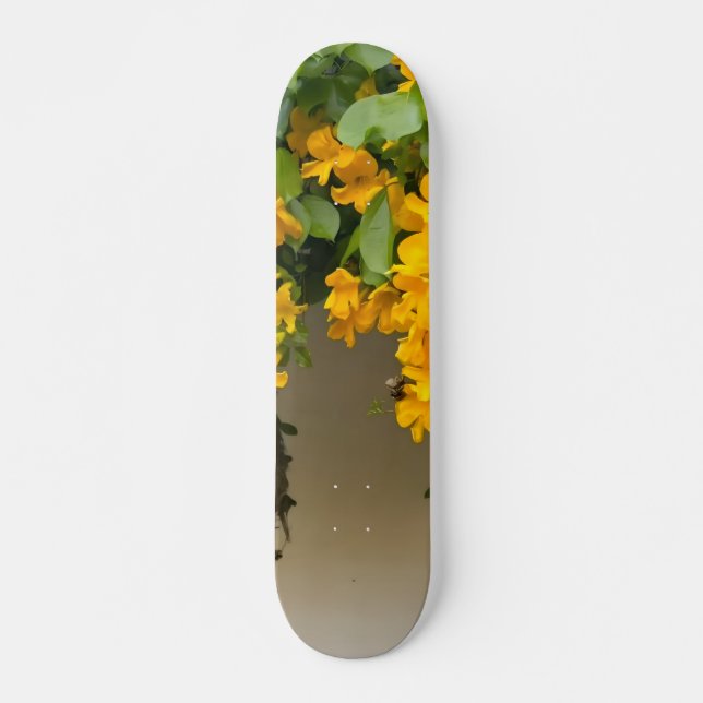 Gul Blommas Skönhet Mini Skateboard Bräda 18,5 Cm (Framsida)
