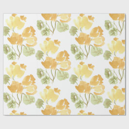 Gul blommat matt inslagspapper presentpapper