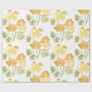 Gul blommat matt inslagspapper presentpapper