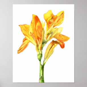Gul blommavattenfärgmålning, konst poster