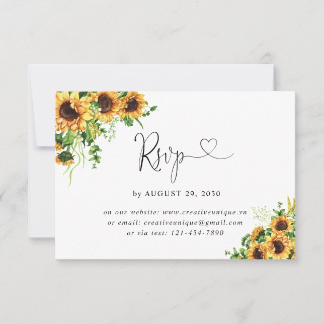 Gul Blommig Bröllops RSVP-kort Online OSA Kort (Framsida)