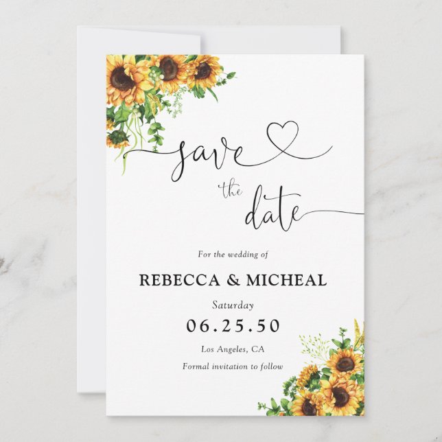 Gul Blommig Bröllops Save The Date Spara Datumet (Framsida)