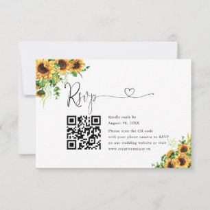 Gul Blommig Bröllopswebbplats QR-kod RSVP OSA Kort