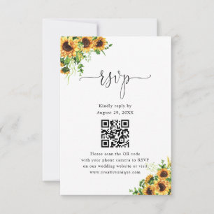 Gul Blommig Bröllopswebbplats QR-kod RSVP OSA Kort
