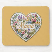 Gul Blommig Fals Broderi Hjärtat Mama