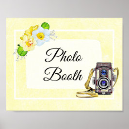 Gul blommig fotobutiksbröllopsskylt poster