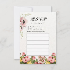 Gul Blommig Mönster Bröllop RSVP OSA Kort
