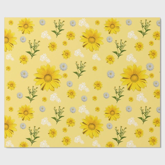 Gul blommig presentpapper (Platt)