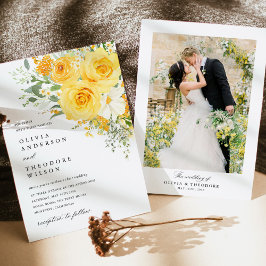Gul Blommig Ros Bröllopsfotobakgrund Inbjudningar