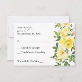 Gul Blommig RSVP-kort utan måltidsalternativ OSA Kort