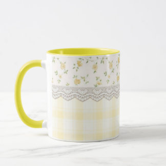 Gul blommig rutig pastell lace gårdstehus te mugg