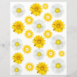 Gul Blommig Scrapbookpapper