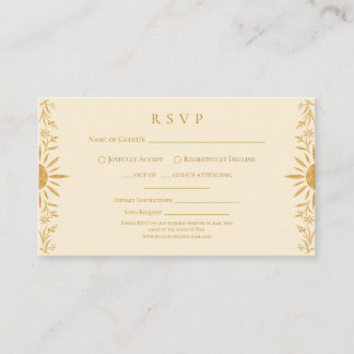 Gul Blommig Solsken Bröllop RSVP-kort Tilläggskort