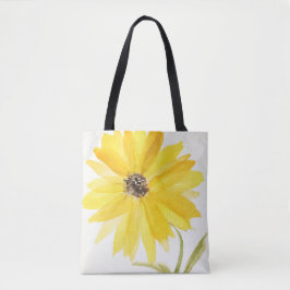 Gul blommig tryckt totebagge tygkasse