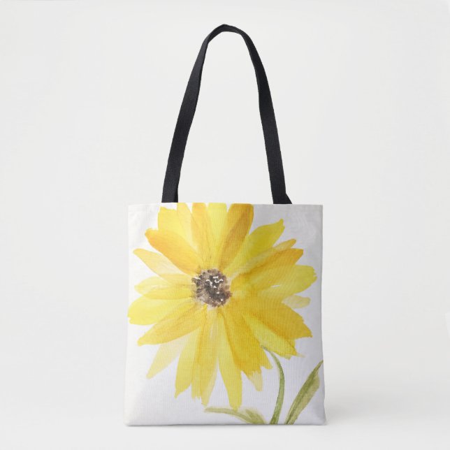Gul blommig tryckt totebagge tygkasse (Framsida)