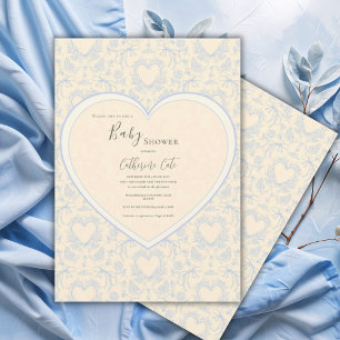 Gul Blommig Whimsisk Hjärt Baby Shower Inbjudningar