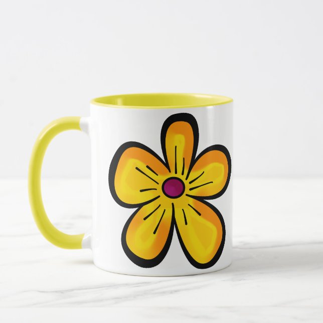 Gul blommotiv mugg (Vänster)