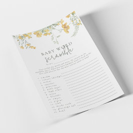 Gul blomster 'Ordkryss' Baby Shower-spel
